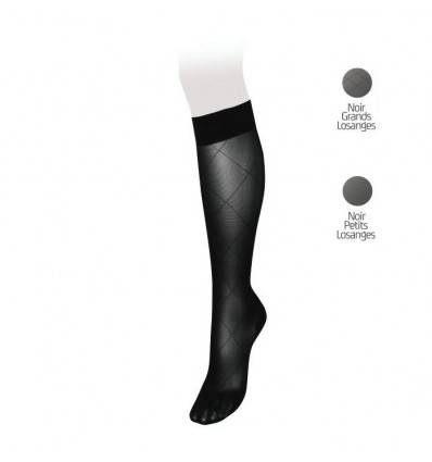 Mi-bas VEINAX fantaisie classe 2 noir (Petits losanges)